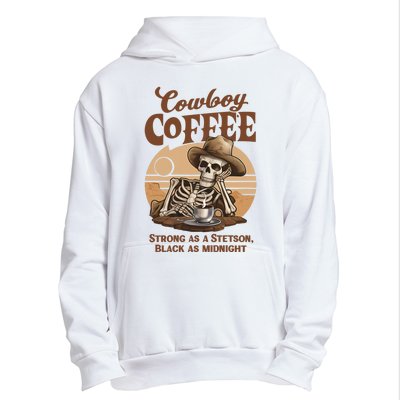 Cowboy Coffee Western Country Skeleton In A Stetson Hat Funny Urban Pullover Hoodie