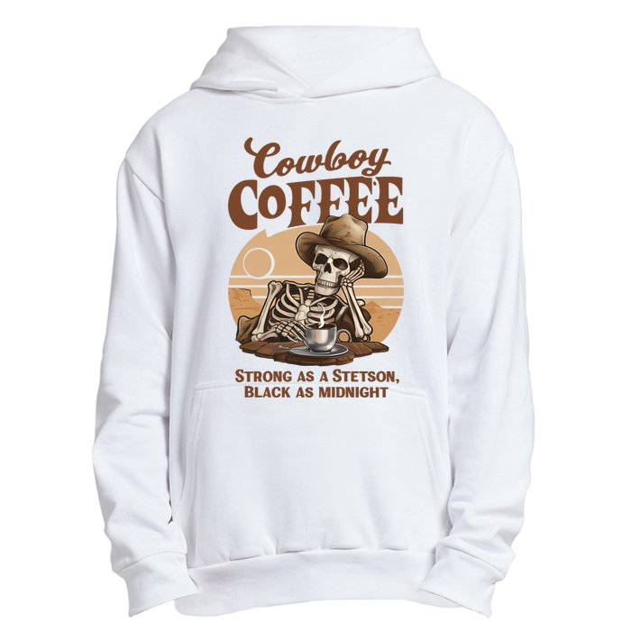 Cowboy Coffee Western Country Skeleton In A Stetson Hat Funny Urban Pullover Hoodie