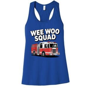 Cool Cute Wee Woo Squad Funny Firefighter Art Women's Racerback Tank