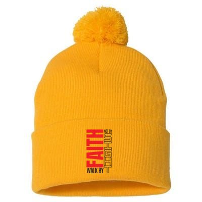 Christian Christian Walk By Faith Not By Sight Pom Pom 12in Knit Beanie