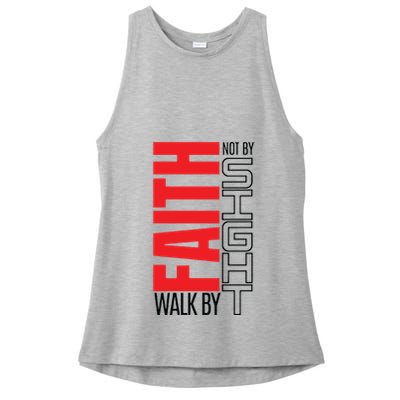 Christian Christian Walk By Faith Not By Sight Ladies PosiCharge Tri-Blend Wicking Tank