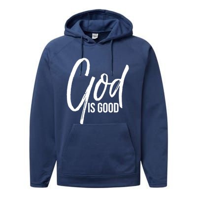 Cute Christian Worship Quote Faith Saying Gift God Is Good Gift Performance Fleece Hoodie