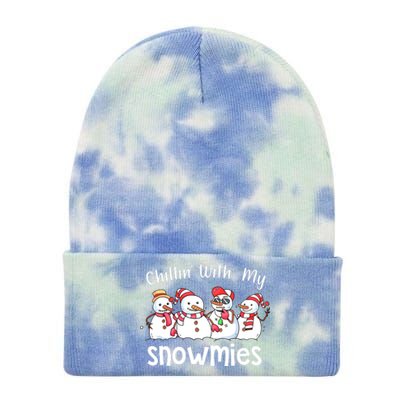 Cute Chillin With My Snowmies Christmas Pajamas Snowman Xmas Gift Tie Dye 12in Knit Beanie