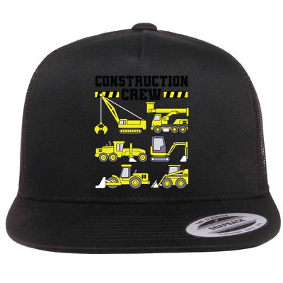 Construction Crew Worker Excavator Boy Girl Flat Bill Trucker Hat