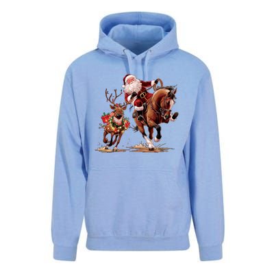 Christmas Cowboy Western Xmas Funny Cowboy Santa Bulldogging Unisex Surf Hoodie