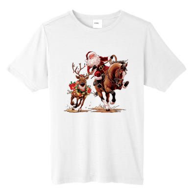 Christmas Cowboy Western Xmas Funny Cowboy Santa Bulldogging Tall Fusion ChromaSoft Performance T-Shirt