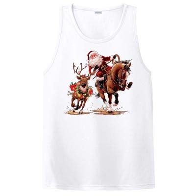 Christmas Cowboy Western Xmas Funny Cowboy Santa Bulldogging PosiCharge Competitor Tank