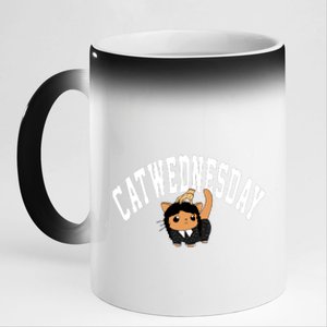 Cute Cat Wednesday And Thing Hand Perfect Gift Idea 11oz Black Color Changing Mug