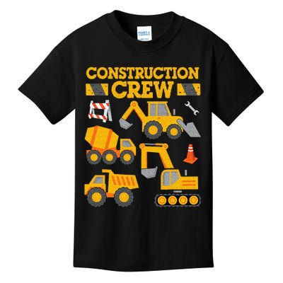 Construction Crew Worker Excavator Kids T-Shirt