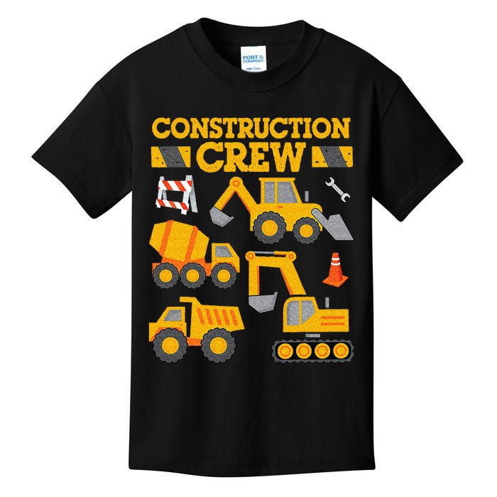 Construction Crew Worker Excavator Kids T-Shirt