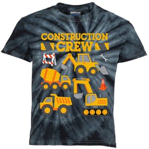 Construction Crew Worker Excavator Kids Tie-Dye T-Shirt