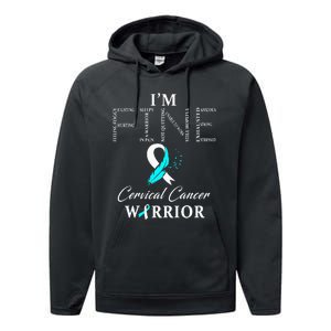 Cervical Cancer Warrior I'm Fine Performance Fleece Hoodie