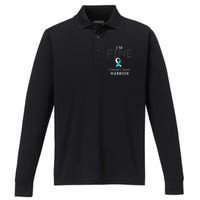 Cervical Cancer Warrior I'm Fine Performance Long Sleeve Polo