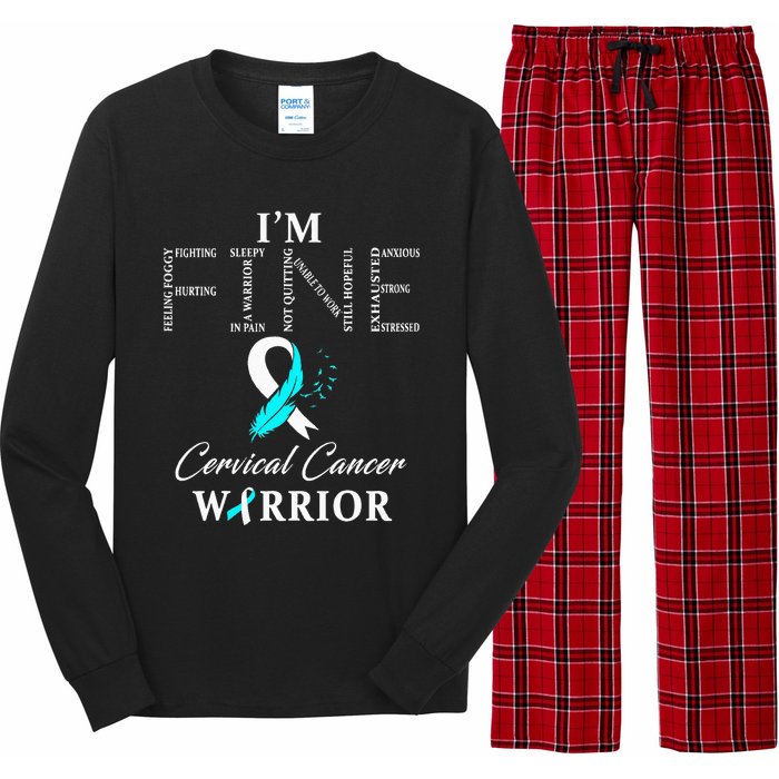 Cervical Cancer Warrior I'm Fine Long Sleeve Pajama Set