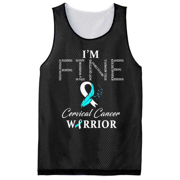 Cervical Cancer Warrior I'm Fine Mesh Reversible Basketball Jersey Tank