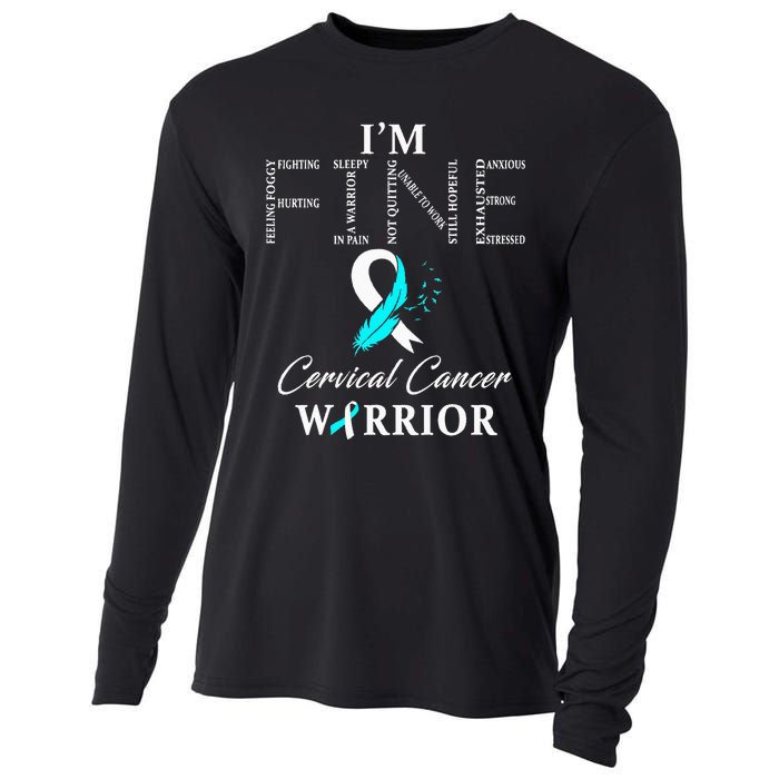 Cervical Cancer Warrior I'm Fine Cooling Performance Long Sleeve Crew