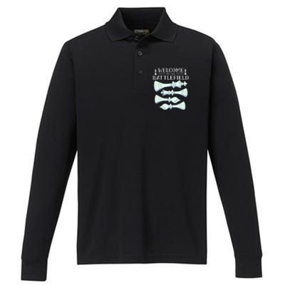 Cool Chess Welcome To The Battlefield Performance Long Sleeve Polo