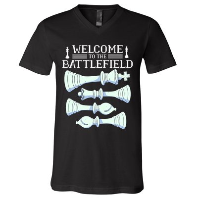 Cool Chess Welcome To The Battlefield V-Neck T-Shirt