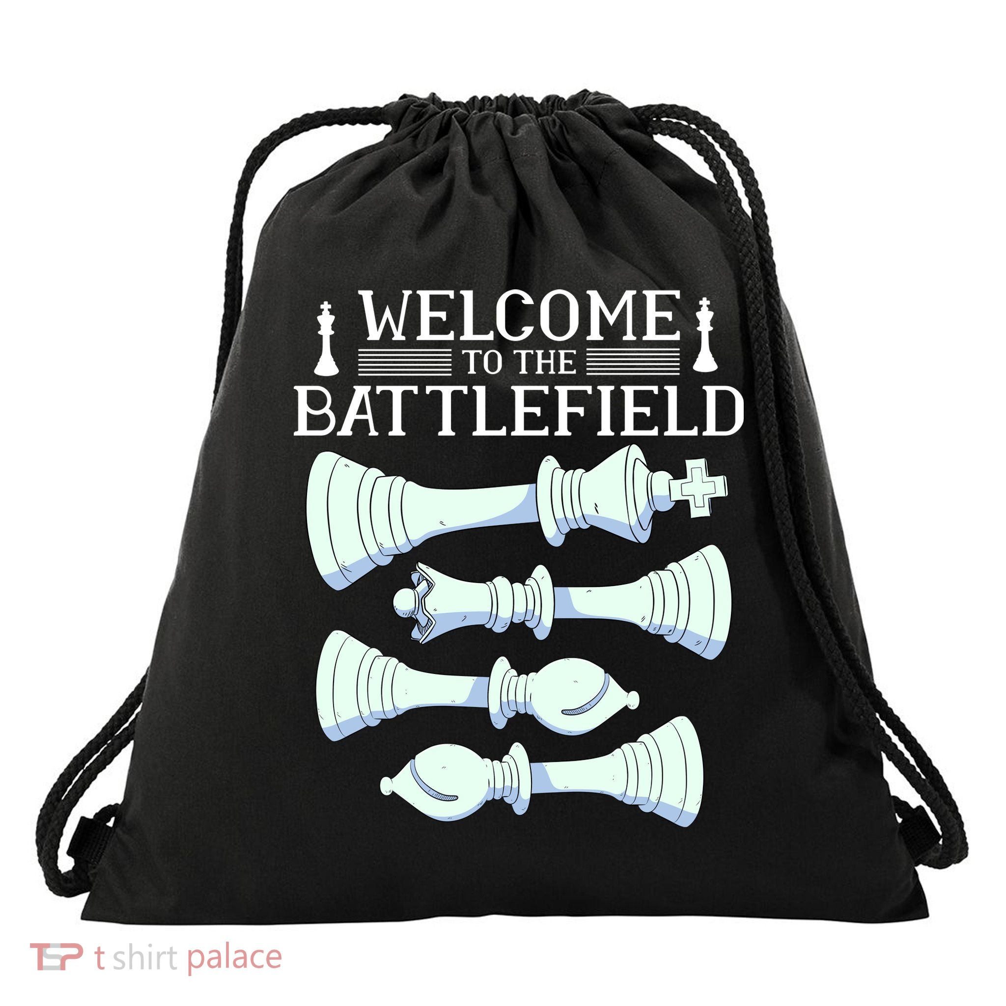 Cool Chess Welcome To The Battlefield Drawstring Bag
