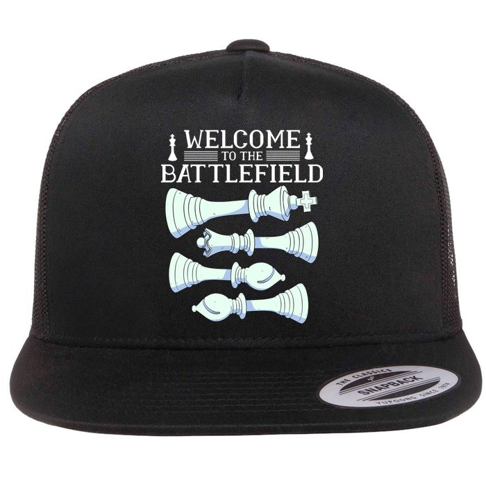 Cool Chess Welcome To The Battlefield Flat Bill Trucker Hat