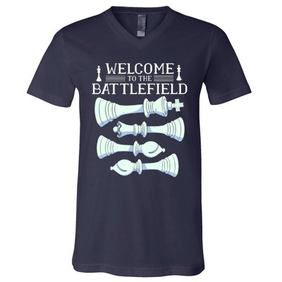 Cool Chess Welcome To The Battlefield V-Neck T-Shirt