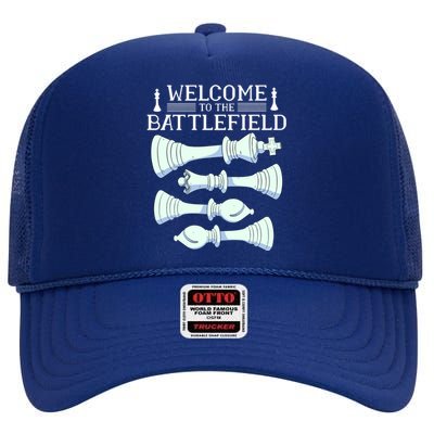 Cool Chess Welcome To The Battlefield High Crown Mesh Back Trucker Hat