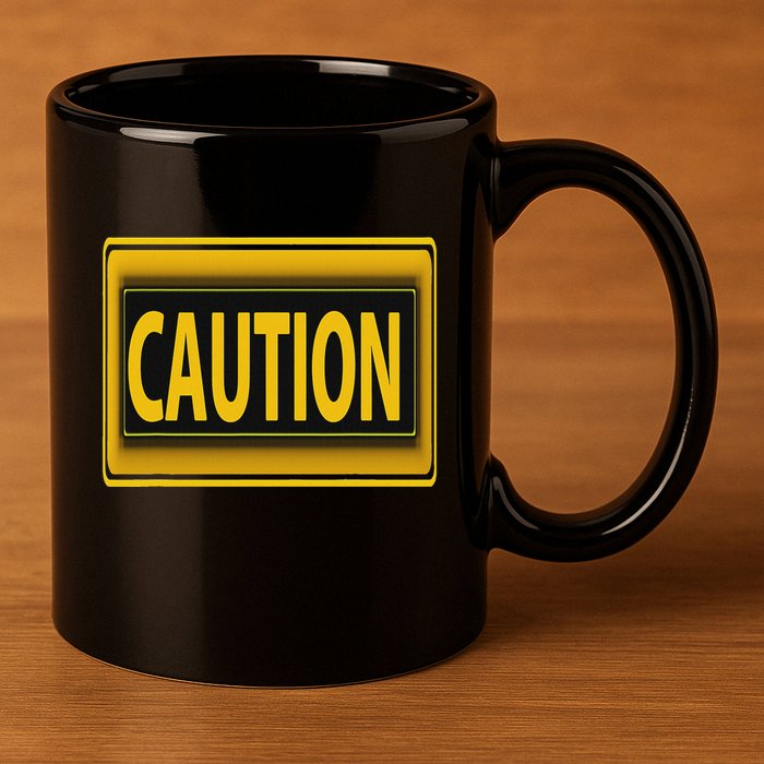 Caution Caution Warning Watch Out Proceed With Care 11oz C Handle Ceramic Mug