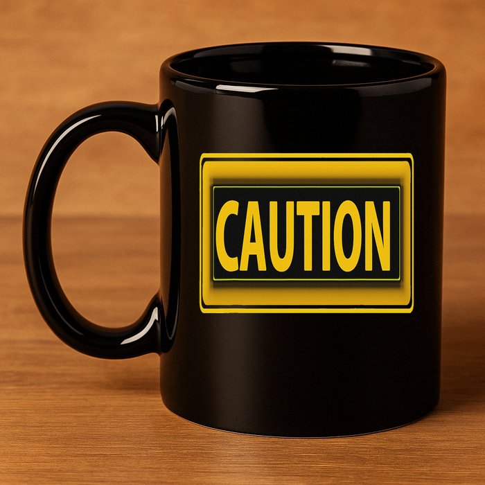 Caution Caution Warning Watch Out Proceed With Care 11oz C Handle Ceramic Mug