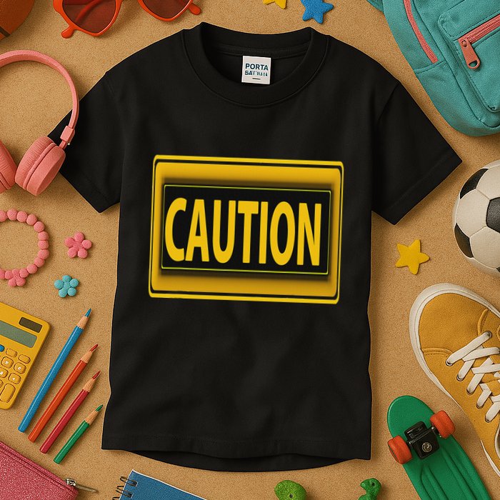 Caution Caution Warning Watch Out Proceed With Care Kids T-Shirt