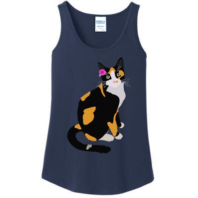 Calico Cat With Pink Flower, Calico Mom, Cat Lover Ladies Essential Tank