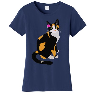 Calico Cat With Pink Flower, Calico Mom, Cat Lover Women's T-Shirt