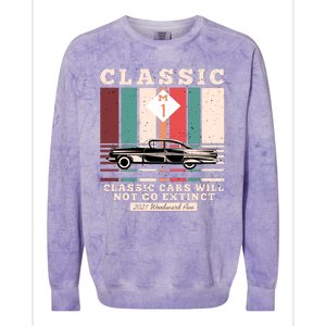 Classic Cars Will Not Go Extinct 2021 Woodward Ave M1 Colorblast Crewneck Sweatshirt