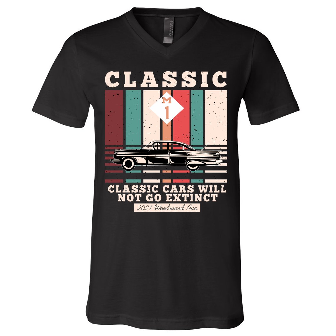 Classic Cars Will Not Go Extinct 2021 Woodward Ave M1 V-Neck T-Shirt