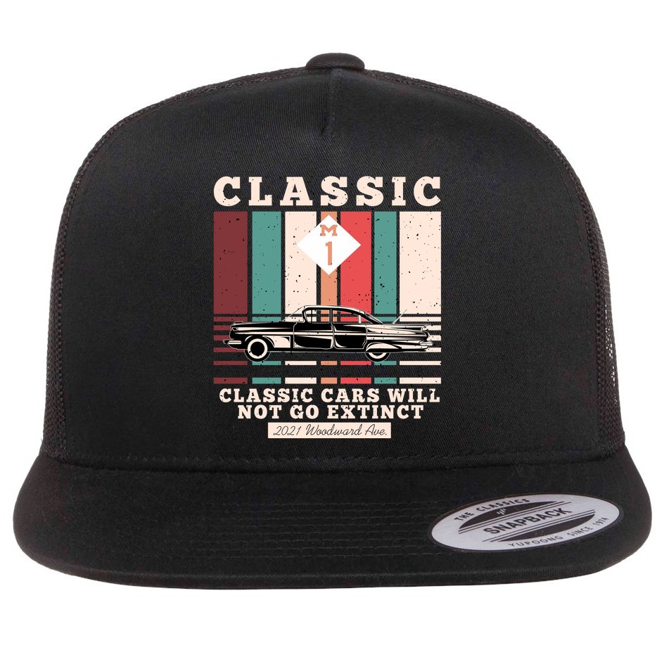 Classic Cars Will Not Go Extinct 2021 Woodward Ave M1 Flat Bill Trucker Hat