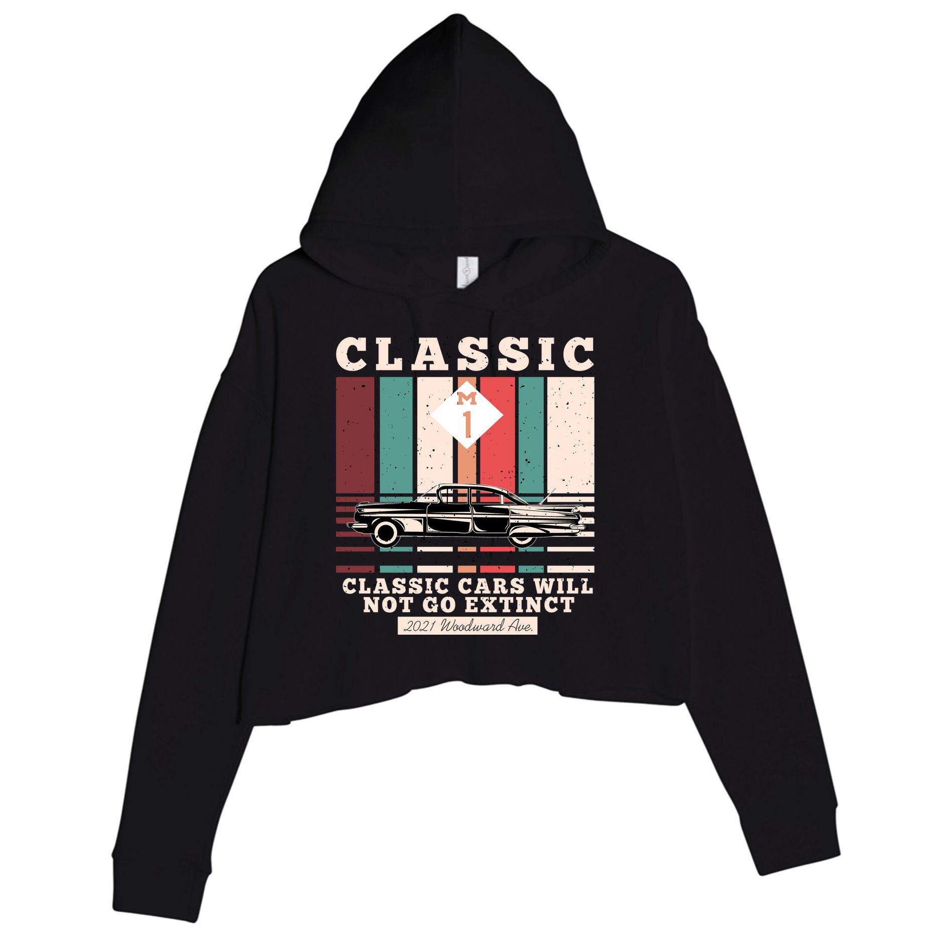 Classic Cars Will Not Go Extinct 2021 Woodward Ave M1 Crop Fleece Hoodie