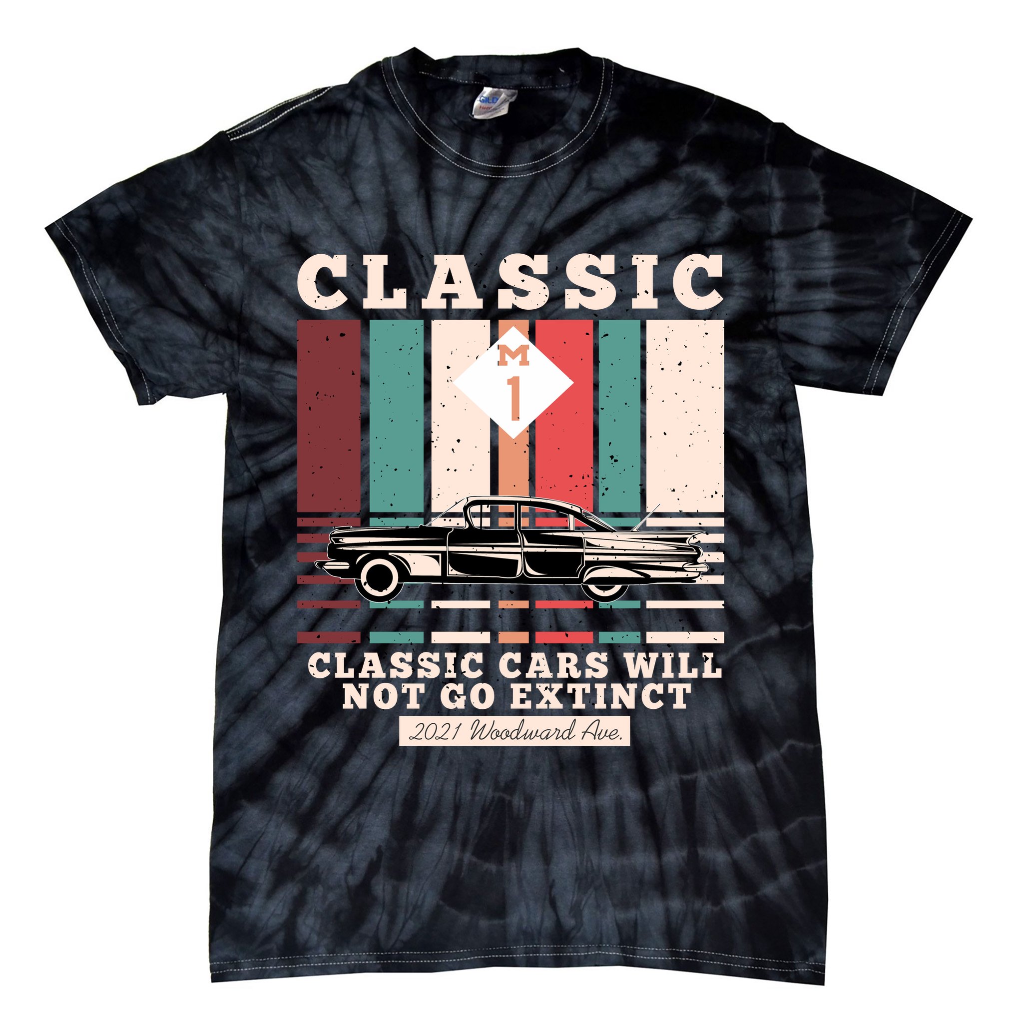 Classic Cars Will Not Go Extinct 2021 Woodward Ave M1 Tie-Dye T-Shirt