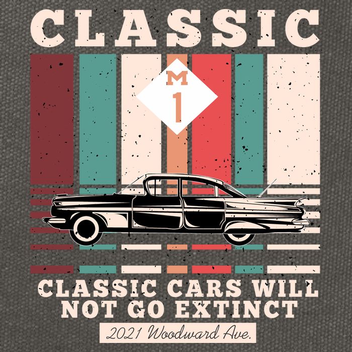 Classic Cars Will Not Go Extinct 2021 Woodward Ave M1 Cotton Canvas Backpack