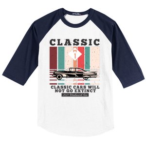 Classic Cars Will Not Go Extinct 2021 Woodward Ave M1 Baseball Sleeve Shirt