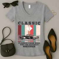 Classic Cars Will Not Go Extinct 2021 Woodward Ave M1 Women's V-Neck T-Shirt