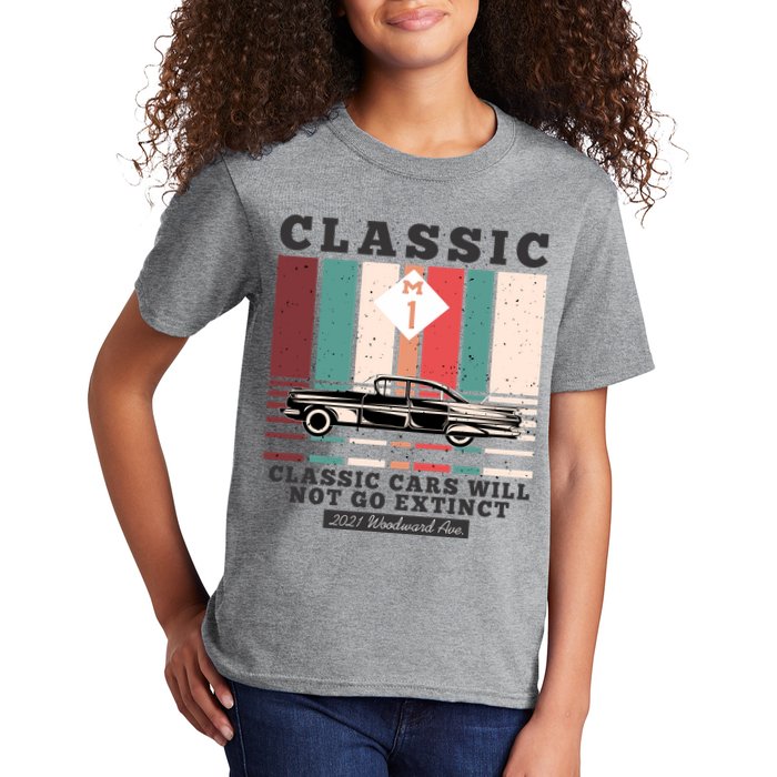 Classic Cars Will Not Go Extinct 2021 Woodward Ave M1 Kids T-Shirt