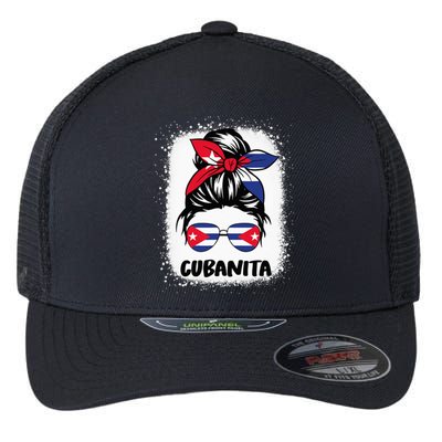 Cubanita Cuba Women Hispanic Heritage Cuban Flag Flexfit Unipanel Trucker Cap