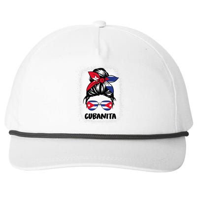 Cubanita Cuba Women Hispanic Heritage Cuban Flag Snapback Five-Panel Rope Hat