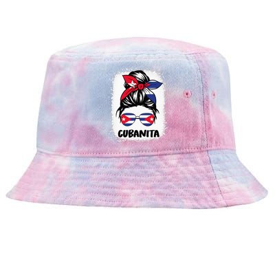 Cubanita Cuba Women Hispanic Heritage Cuban Flag Tie-Dyed Bucket Hat