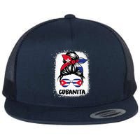 Cubanita Cuba Women Hispanic Heritage Cuban Flag Flat Bill Trucker Hat