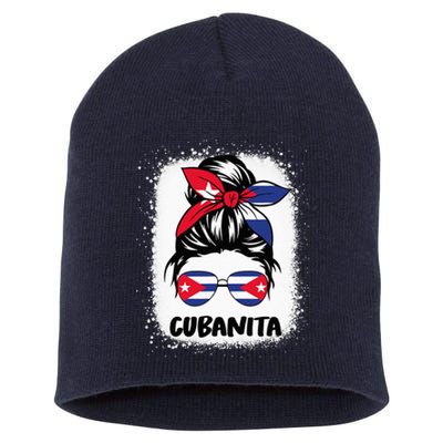 Cubanita Cuba Women Hispanic Heritage Cuban Flag Short Acrylic Beanie