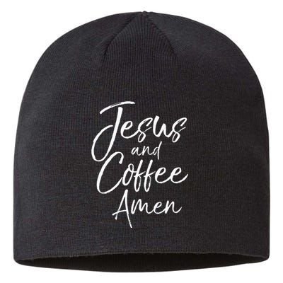 Cute Christian Worship Gift For Women Jesus And Coffee Amen Sustainable Beanie