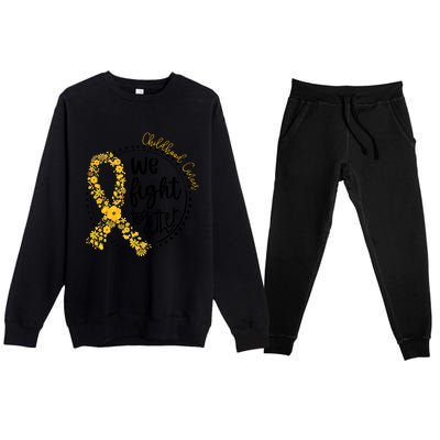 Childhood Cancer We Fight Together Premium Crewneck Sweatsuit Set