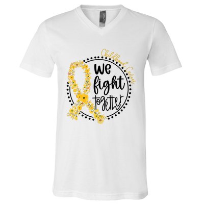 Childhood Cancer We Fight Together V-Neck T-Shirt