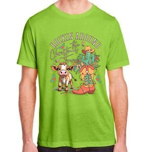 Cow Christmas Western Rockin Around The Christmas Tree Gift Adult ChromaSoft Performance T-Shirt