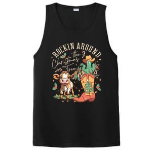 Cow Christmas Western Rockin Around The Christmas Tree Gift PosiCharge Competitor Tank